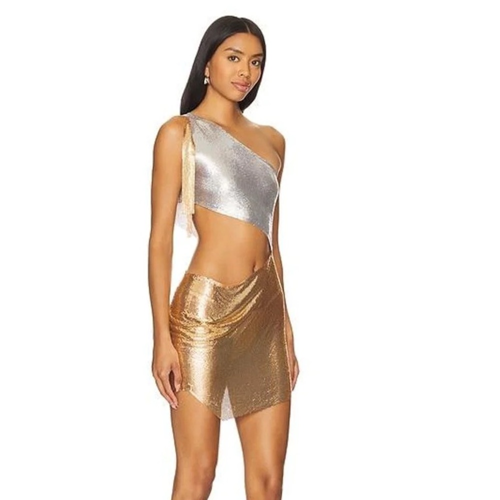 NBD NIKITA MINI DRESS IN SILVER AND GOLD - REVOLVE
